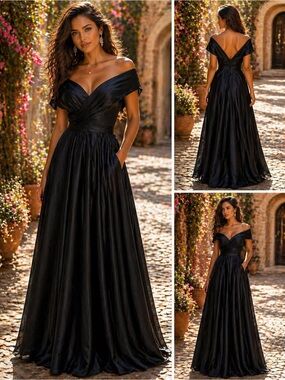 Midnight Navy Satin V-Neck Maxi Dress